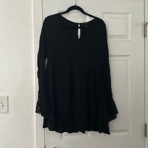 Black Forever 21 mini Dress with Lace Bell Sleeves